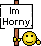 1968 Ford Mustang - A pixelated smiley face holds a sign with text that reads 'Im Horny'.