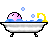 1968 Ford Mustang - A whimsical pixel art scene depicts a character enjoying a bubbly bath in a clawfoot tub.