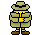 1968 Ford Mustang - Pixel art depicts a cartoon character in a trench coat and hat.