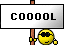 1968 Ford Mustang - A smiley face character holds a sign with the word "COOOOL" written on it.