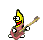 1968 Ford Mustang - A pixelated cartoon banana character is depicted playing a guitar.