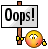 1968 Ford Mustang - A sign displaying "Oops!" with a distressed smiley face icon is shown.