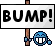 1968 Ford Mustang - A sign with the word BUMP! and a cartoon face is displayed against a dark background.