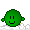 1968 Ford Mustang - A simple green character with a face is depicted against a dark backdrop.