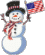 1968 Ford Mustang - A festive snowman proudly waves the American flag.