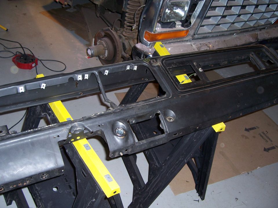 1978 Ford Bronco dashboard part on sawhorses