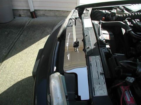 1990 Ford Thunderbird - New air guide cover and hood slider.
