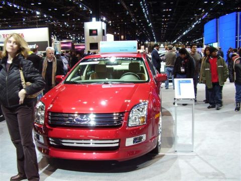 1997 Ford Taurus - Red Ford Fusion on display at the 2006 Chicago Auto Show.