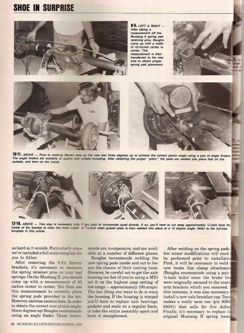 1978 Ford Mustang II - Article detailing the process of modifying a car's rear axle assembly, with multiple instructional images.