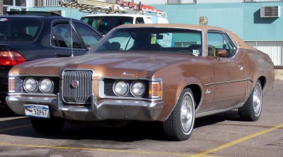 1972 Ford Ranchero - This 1971 Mercury Cougar has a distinctive grille and quad headlights.