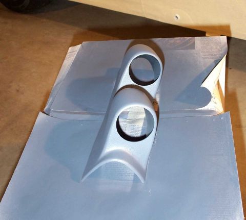 1998 Ford Crown Victoria - A custom gauge pod is prepared for installation, resting on protective paper.