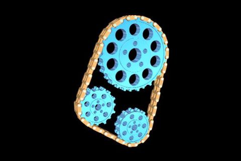 1994 Ford Probe - This diagram shows a timing chain and multiple gears, likely part of an engine's internal mechanism.
