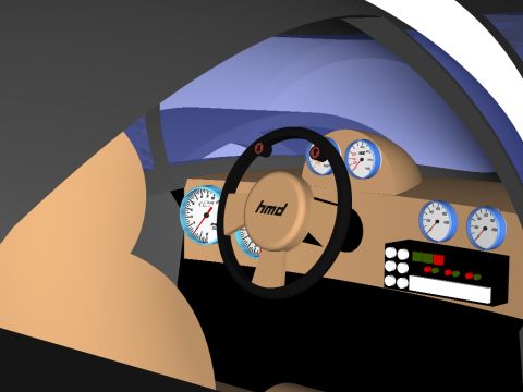 1994 Ford Probe - This is a digital rendering of a car's interior, a dashboard with several gauges and indicator lights.