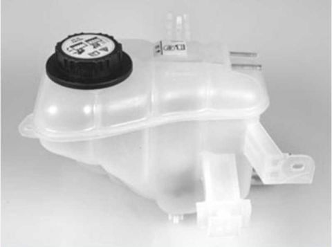 1997 Ford Taurus - A clear plastic coolant reservoir with a black cap is shown against a neutral background.