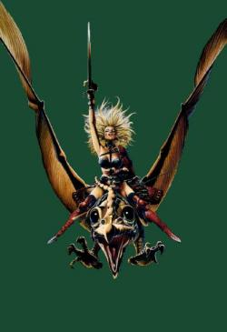 1985 Ford Bronco - Fantasy artwork depicts a warrior woman astride a mythical winged beast.
