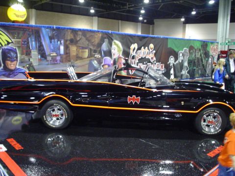 1984 Ford Bronco - This is the Batmobile, a custom car from the Batman TV series, displayed at an event.