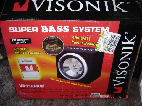 1993 Ford Bronco - Visonik Super Bass System box with amplifier and subwoofer details visible.