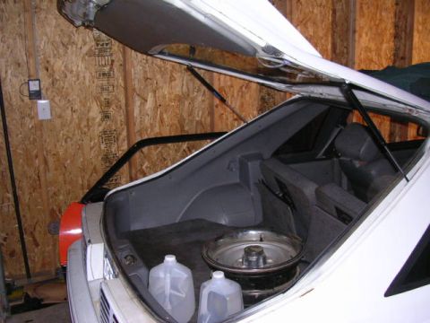 1988 Ford Mustang - Replaced the hatch shocks. It stands up on it's own now.