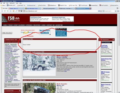 1985 Ford F-150 - Screenshot of a website with a red circle and arrow highlighting an advertisement for auto parts.