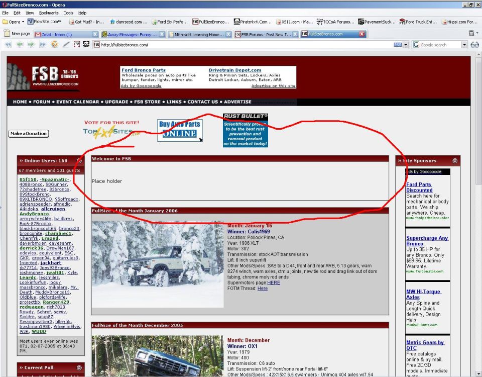 Website screenshot with red circle and arrow pointing to an ad