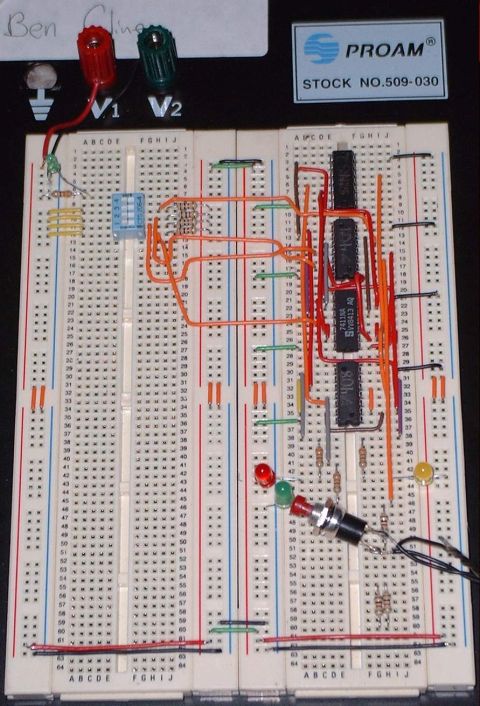 2006 Ford E350 - Breadboard for my Digital class. War game, like battleship. Out of 16 switch positions, 2 positions for the tank, 3 for the base.