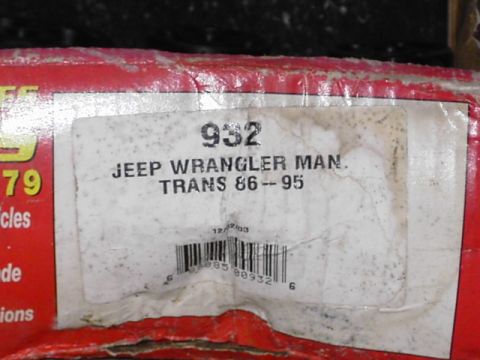 1995 Jeep YJ - This label indicates a Jeep Wrangler transmission part compatible with models from 1986 to 1995.