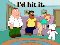 1989 Ford Bronco - Animated scene from Family Guy with characters in a living room and a text overlay.