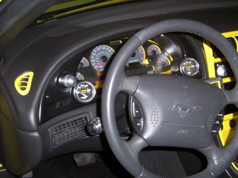 2002 Ford Mustang - Autometer Carbon gauges and dash bezel.
