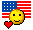 1968 Ford Mustang - This graphic depicts a smiley face, a heart, and the American flag, often used in digital communication.