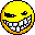 1968 Ford Mustang - A pixelated smiley face icon with a wide, toothy grin and a mischievous expression against a vibrant purple and pink checkered background.