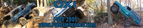 1996 Ford Bronco - Multiple off-road SUVs navigate challenging terrain, with event and website information displayed.