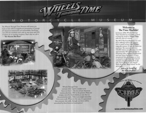 1985 Ford LTD Crown Victoria - Wheels Through Time Motorcycle Museum sales brochure panel with photos and descriptive text.