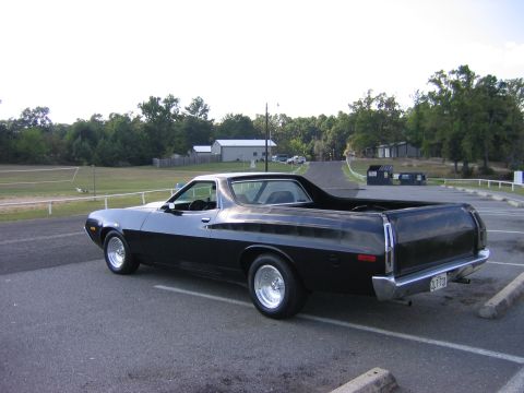 1972 Ford Ranchero - Black 1972 Ford Ranchero GT seen from the rear quarter angle.