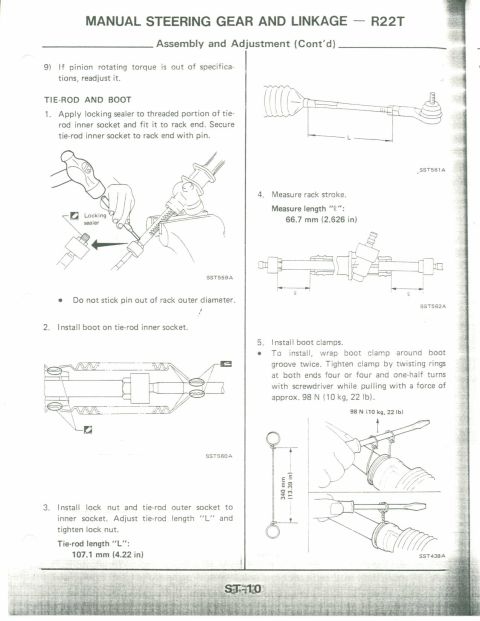 1990 Nissan Micra - This document details the assembly and adjustment of manual steering gear and linkage.