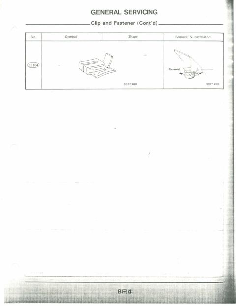 1990 Nissan Micra - This document page details clip and fastener removal and installation procedures.