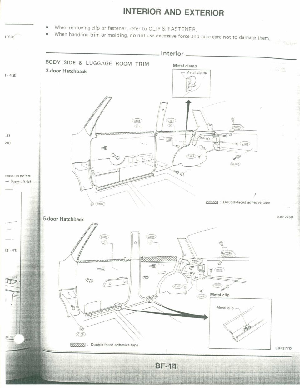 Exploded view of body side and luggage-room interior trim for 3- and 5-door