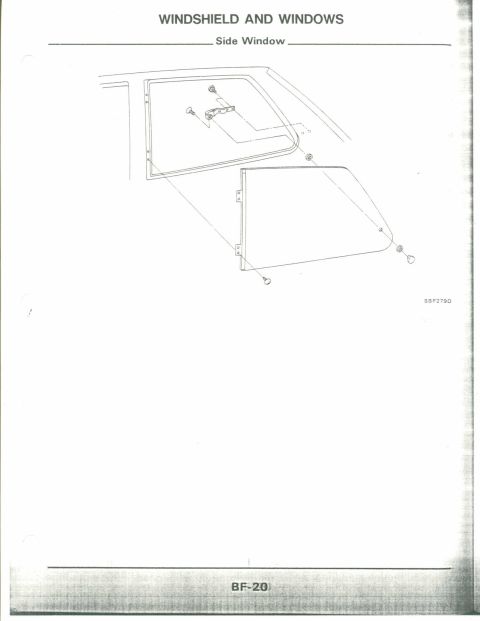 1990 Nissan Micra - Diagram illustrating the components of a car's side window assembly.