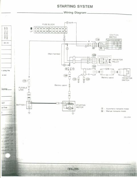 1990 Nissan Micra - This diagram illustrates the starting system wiring for a vehicle, detailing components like the fuse block, battery, starter motor, and ig…