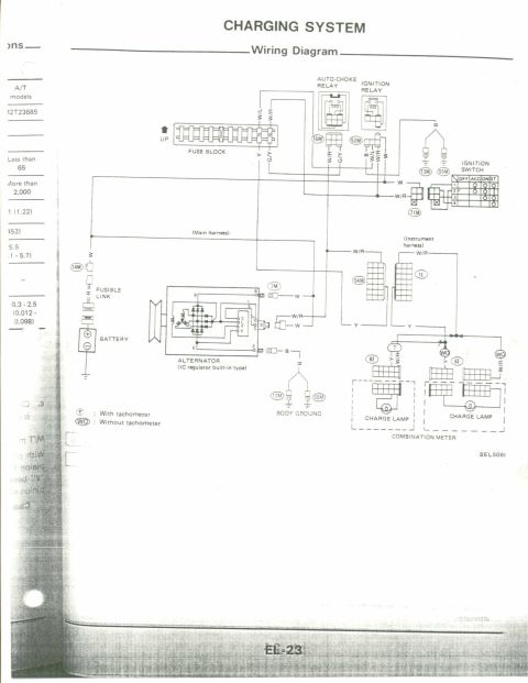 1990 Nissan Micra - This diagram details the charging system's wiring for a vehicle, likely from a service manual.