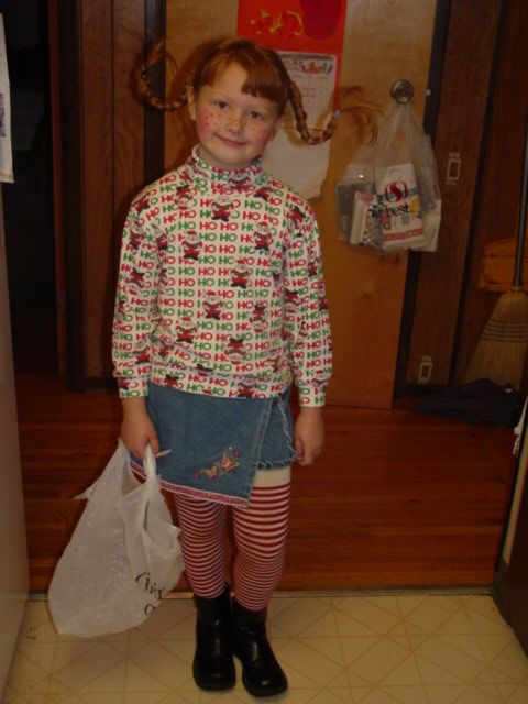 1986 Ford Bronco - Child dressed as Pippi Longstocking stands indoors holding a plastic bag.