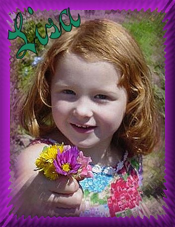 1986 Ford Bronco - A young girl with red hair smiles while holding a small bunch of flowers.
