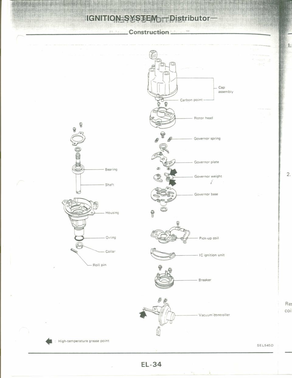 Nissan distributor exploded view ignition system construction EL-34