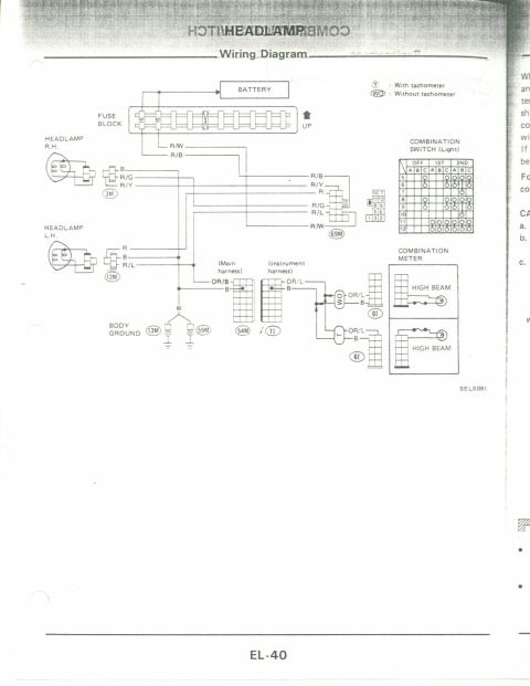 1990 Nissan Micra - This is a wiring diagram showing the electrical connections for a vehicle's lighting system.