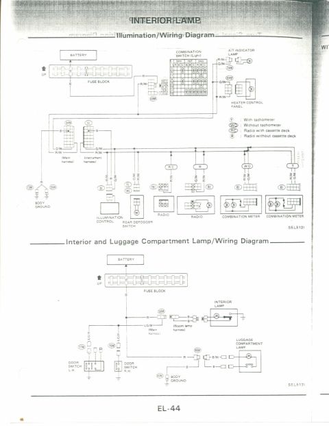 1990 Nissan Micra - This diagram details the illumination and wiring for interior and luggage compartment lamps.