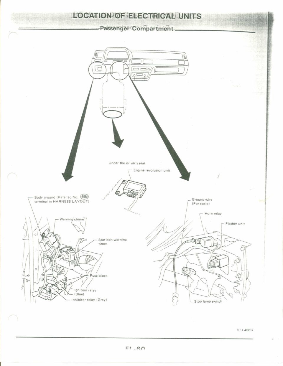 Nissan passenger compartment electrical units location diagram EL-60