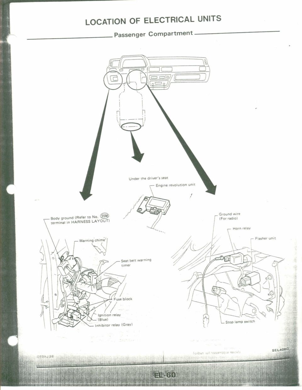 Nissan passenger compartment electrical units location diagram EL-60