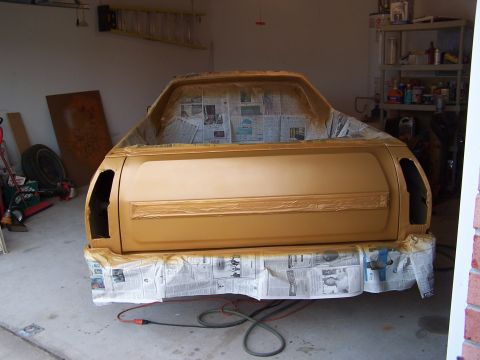 1973 Ford Ranchero - One of the coats of gold during the painting process
