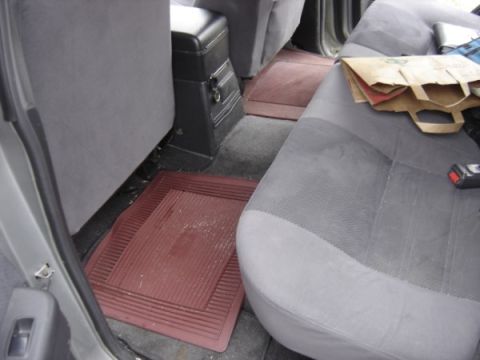 1999 Ford Taurus - Interior view of a vehicle's back seat area with floor mats and a center console visible.