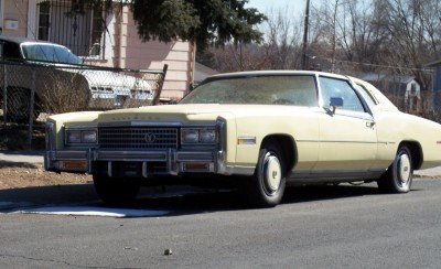 1972 Ford Ranchero - This 1970s Cadillac Eldorado is seen from a 3/4 front angle on a residential street.