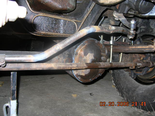 this is only a temporary drag link..we shortened it a little too much and it doesn't drop down low enough to clear the spring when there is a lot of flex..the new one should be in soon tho